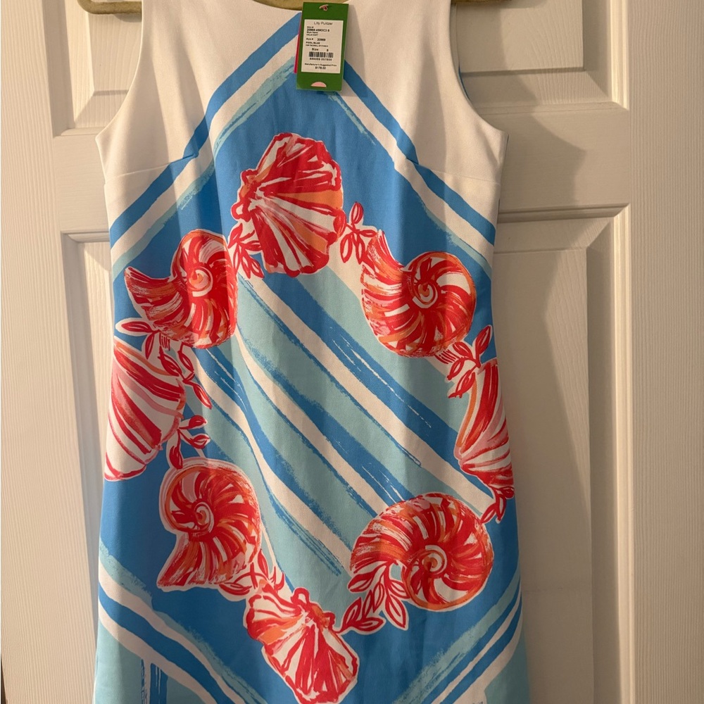 Lilly Pulitzer Callie Shift Dress, Small, NWT Blue and White Printed Shift Dress